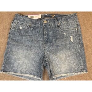 New Seven7 5"‎ Inseam Weekend Shorts Paisley Denim Frayed Hem Size 6